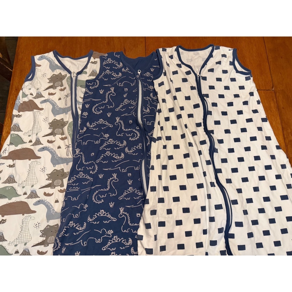 Yoofoss 3 Pack Baby Sleep Sacks XL 18-24 Months Cotton Dinosaur Geometric Blue